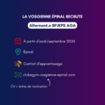 Offre d’alternance – Entraîneur de Gymnastique (BPJEPS AGA) Épinal