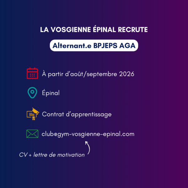 Offre d’alternance – Entraîneur de Gymnastique (BPJEPS AGA) Épinal